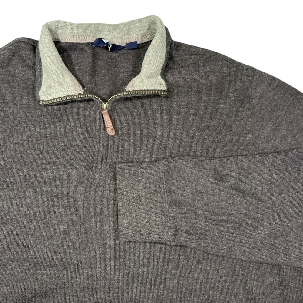 Lands End L 42-44 Gray Quarter Zip Pullover Sweater Mock Neck Gorpcore Preppy
